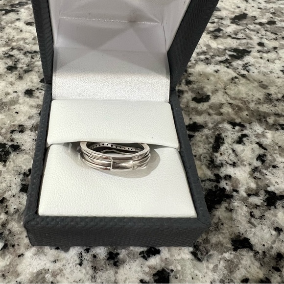 Modern Bride Gemstone Lab Ruby & Lab Sapphire Sterling Silver Bridal Set - Picture 4 of 5